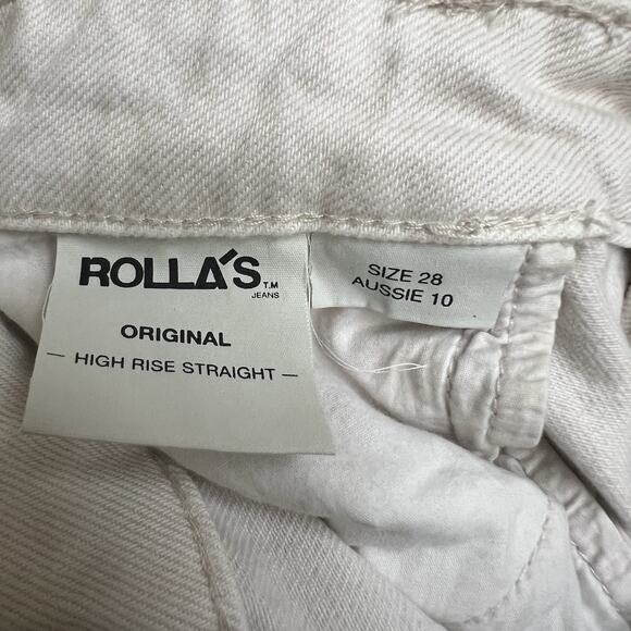 ROLLAS Original High Rise Straight Jeans Salt Color Cream Sz 28 Retro Pockets - Picture 8 of 10